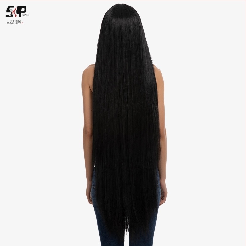 Perika s egzotičnim stilom, ravne šiške, mat kosa od svile, potpuno gornje pokrivalo rose-net