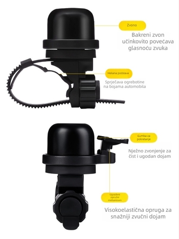 Zvono za planinski bicikl od aluminijske legure, ESLNF model 08cl0075, prilagodljivo, ovlaštena privatna marka