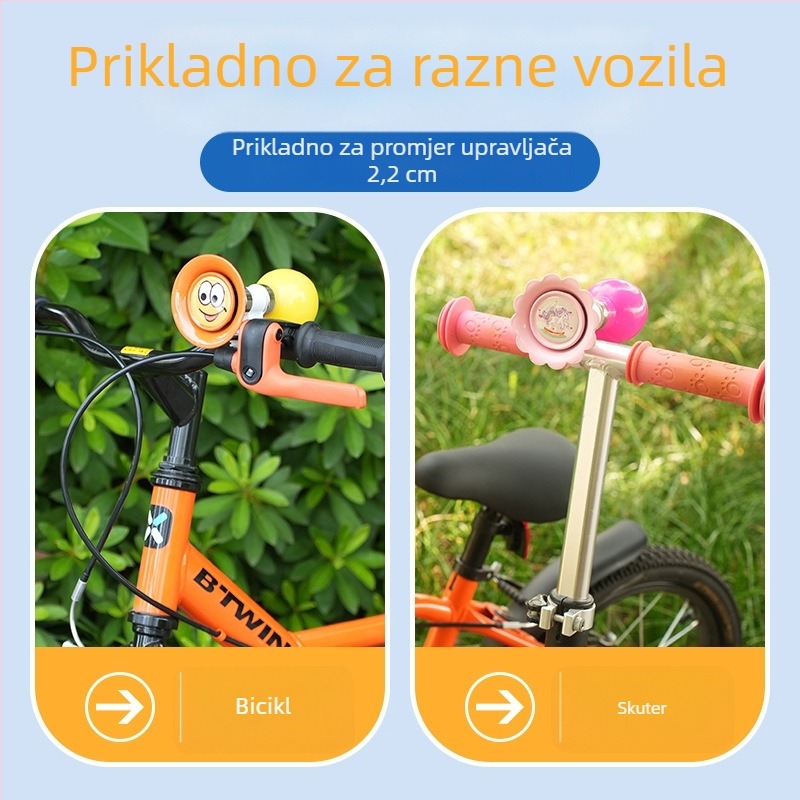 INWILD IW81514 Željezni klaxon i zvono za dječje bicikle – metalni dodatak za planinske bicikle, bicikle za ravnotežu i skejtere