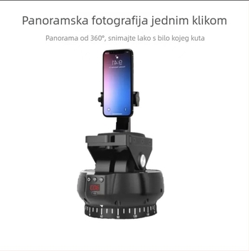 Motorizirani PTZ gimbal za pametni telefon s daljinskim upravljačem, 360° panoramsko okretanje, 70° nagib, 9 brzina paniranja, 9 brzina nagiba, težina 518 g