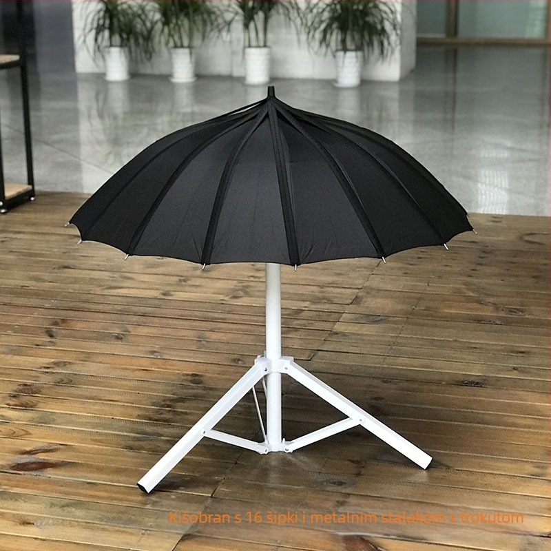 Dugi kišobran s 8 metalnih rebara, metalna ručka, ručno otvaranje, tkanina 190T