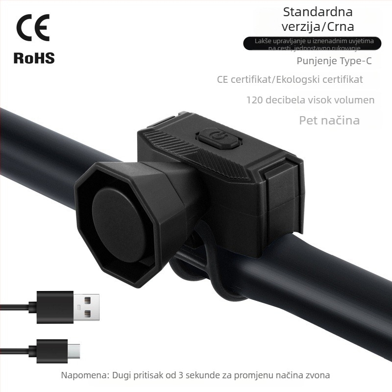 West Rider Električni zvono za bicikl, ponovno punjivo, visoka glasnoća, ABS, brdski bicikl, model Yp 0706070-071