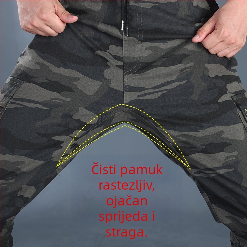 Muške kamuflažne radne hlače, opušten kroj, rastezljive, casual hlače za proljeće i jesen