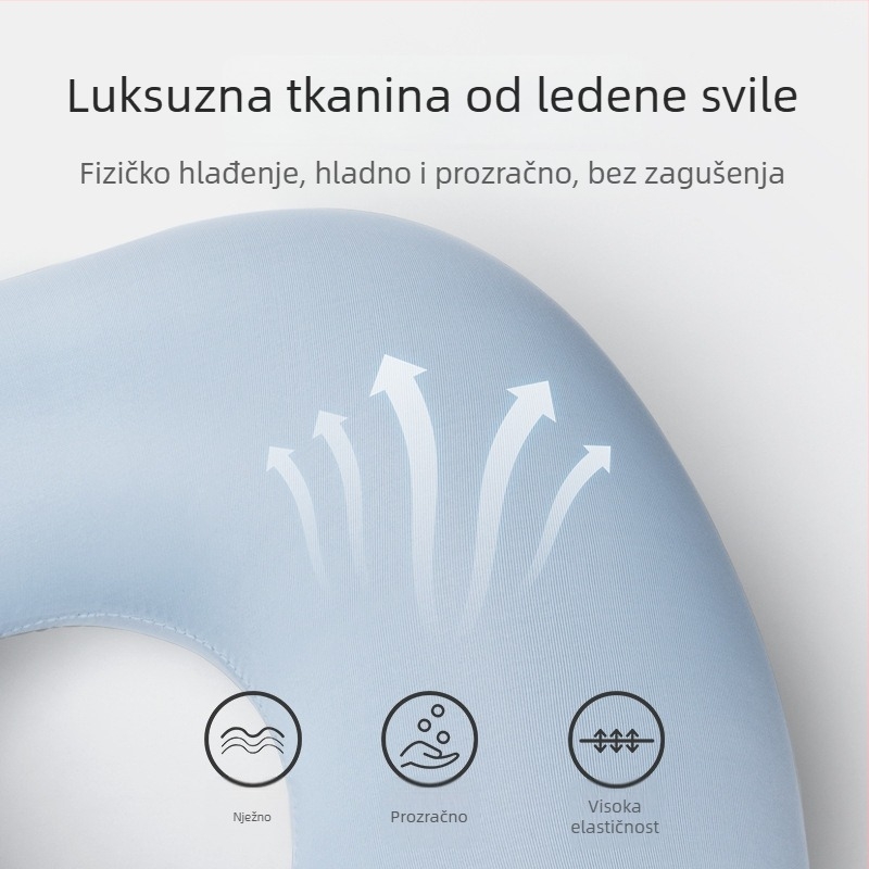 U-oblikovani putni jastuk, napuhivanje pritiskom, prijenosni, PVC navlaka i punilo
