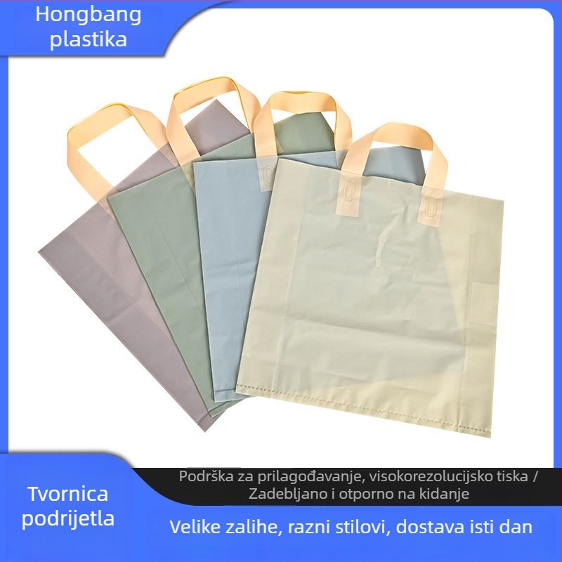 Mat plastična vrećica za pakiranje odjeće; branda Red bang; podrijetlo Dongguan Humen, Kina; dnevni kapacitet 200.000 kom.; ručka 36×3 cm