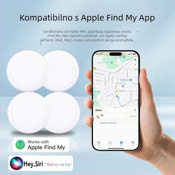 AirTag Bluetooth uređaj za praćenje kućnih ljubimaca, model C281, baterija 210 mAh, težina 7 g, kompatibilno s iOS-om, praćenje i alarm