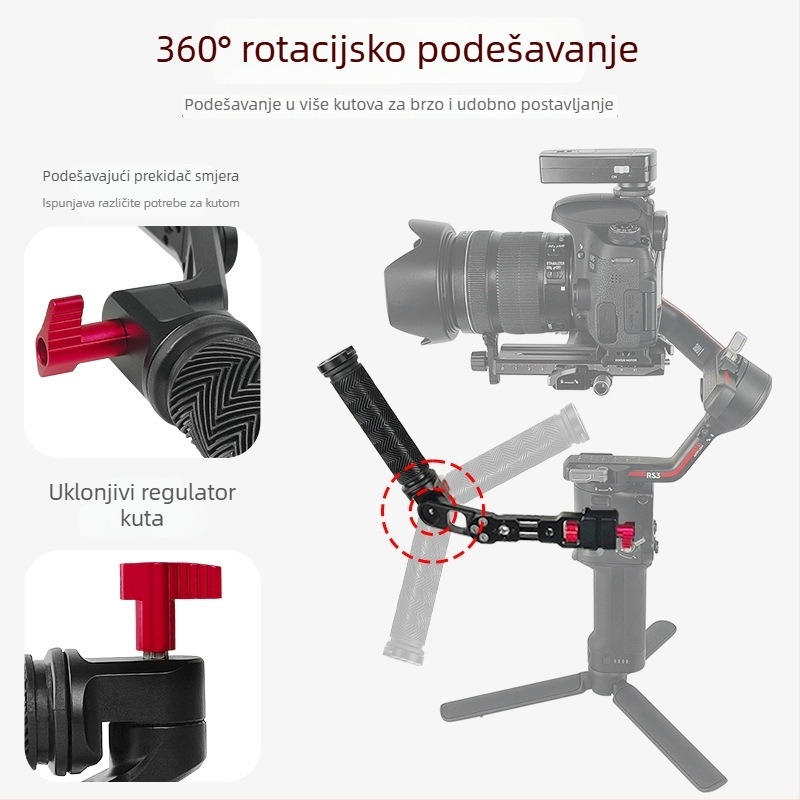 Ručni produžni držač za stabilizator, aluminijska legura, prozračan dizajn s višestrukim otvorima, bayonetni nosač, za RS2 RS3 RSC2, 263 g