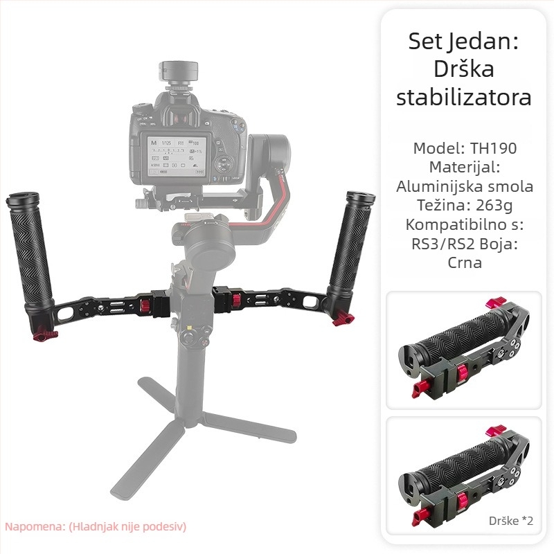Ručni produžni držač za stabilizator, aluminijska legura, prozračan dizajn s višestrukim otvorima, bayonetni nosač, za RS2 RS3 RSC2, 263 g