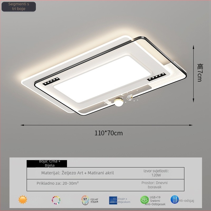 Moderna jednostavna LED plafonska svjetiljka s punim spektrom, zaštita očiju i projekcija zvijezda za dnevni boravak i spavaću sobu, 220V, CRI ≥95, pametno Mijia/TmallGenie