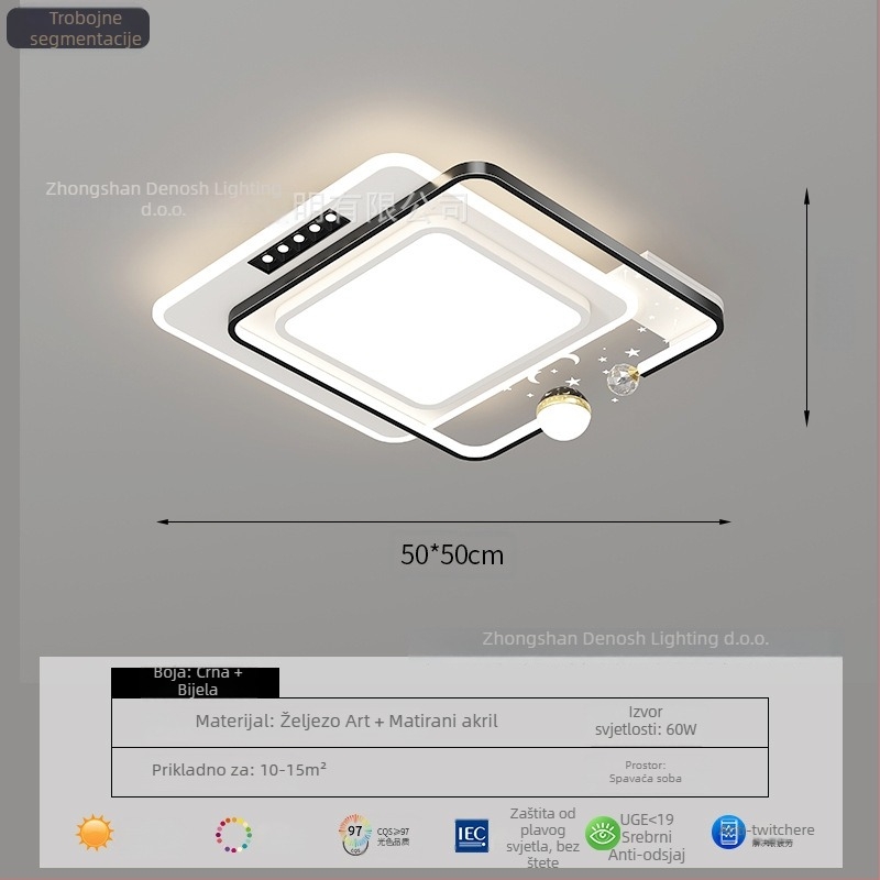 Moderna jednostavna LED plafonska svjetiljka s punim spektrom, zaštita očiju i projekcija zvijezda za dnevni boravak i spavaću sobu, 220V, CRI ≥95, pametno Mijia/TmallGenie