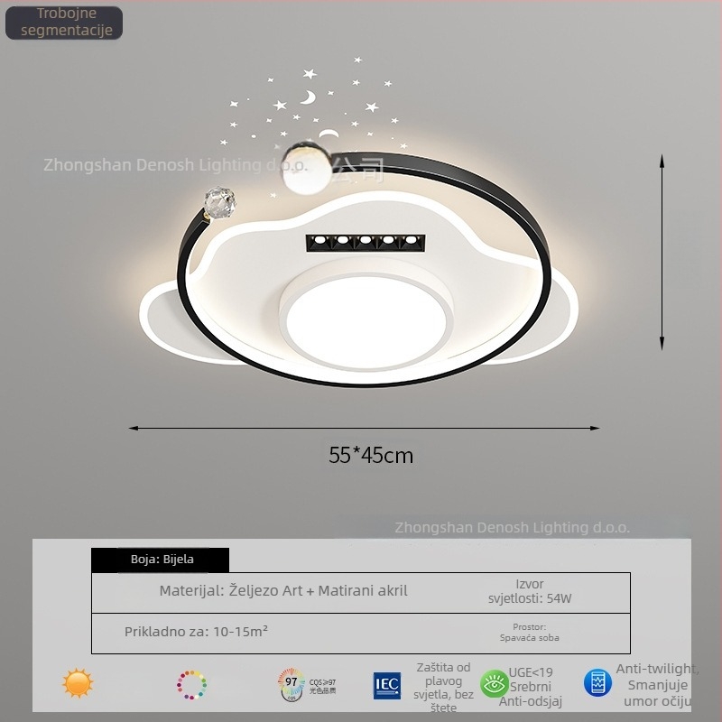 Moderna jednostavna LED plafonska svjetiljka s punim spektrom, zaštita očiju i projekcija zvijezda za dnevni boravak i spavaću sobu, 220V, CRI ≥95, pametno Mijia/TmallGenie