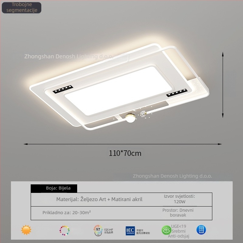 Moderna jednostavna LED plafonska svjetiljka s punim spektrom, zaštita očiju i projekcija zvijezda za dnevni boravak i spavaću sobu, 220V, CRI ≥95, pametno Mijia/TmallGenie