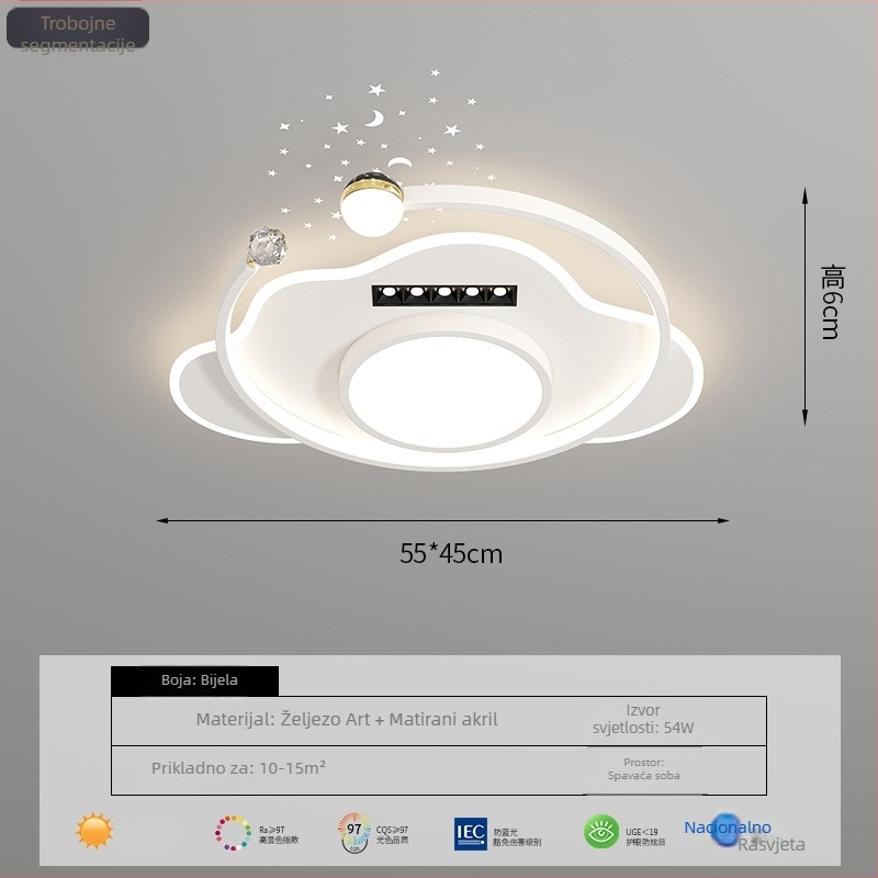 Moderna jednostavna LED plafonska svjetiljka s punim spektrom, zaštita očiju i projekcija zvijezda za dnevni boravak i spavaću sobu, 220V, CRI ≥95, pametno Mijia/TmallGenie