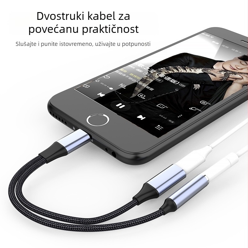 Kabel za slušalice, adapter, 3.5 mm, pozlaćen, jezgro od cinkirano bakrene žice, kompatibilan s Apple iPhone 12, RoHS certifikat