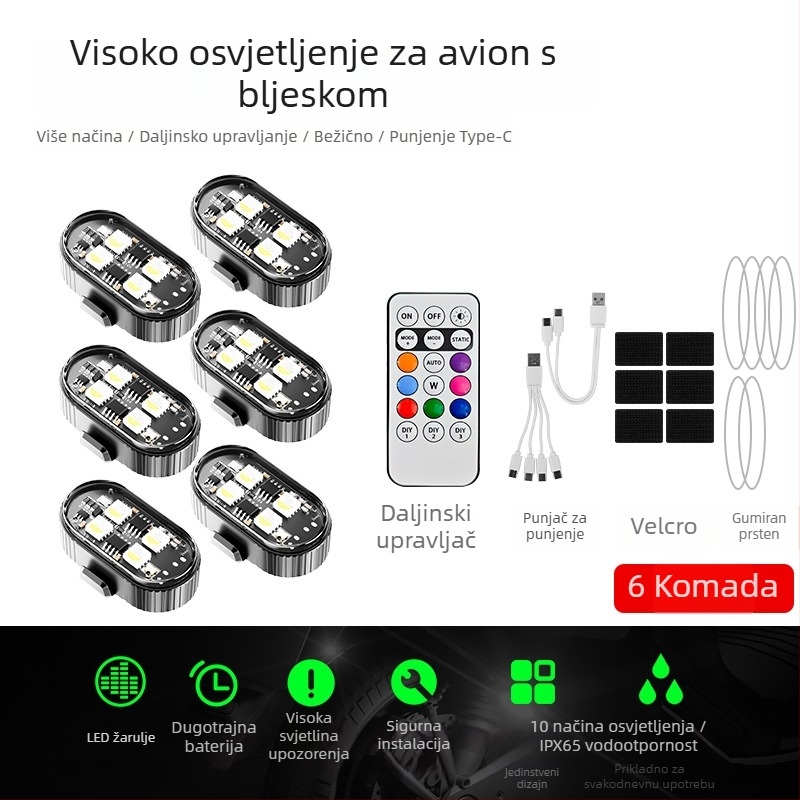Geotaai universalna bežična upozoravajuća svjetlost za dronove, motocikle, automobile i bicikle; strobo svjetlo; prilagodba dostupna.