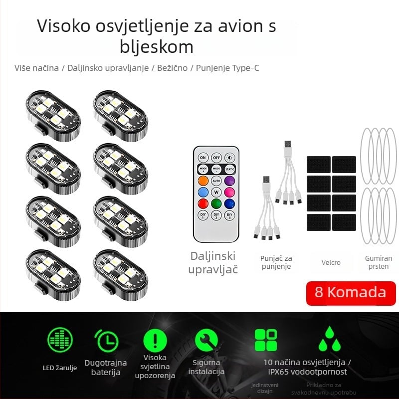 Geotaai universalna bežična upozoravajuća svjetlost za dronove, motocikle, automobile i bicikle; strobo svjetlo; prilagodba dostupna.