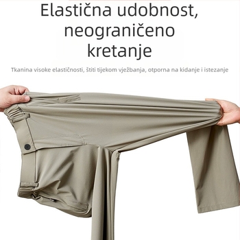 Muške brzosušeće hlače za vanjske aktivnosti, Ice Silk tkanina, ravni kroj, visok pojas, zip