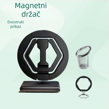 Sklopivi držač za telefon od cinkovog legura, magnetsko pričvršćivanje, rotacija 360°, prsten za prst, prijenosan
