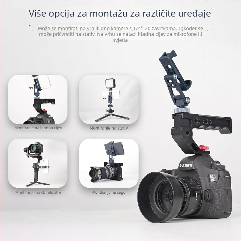 Stalak za mobitel za livestream, rotirajući vodoravni/vertikalni smještaj, aluminijska legura