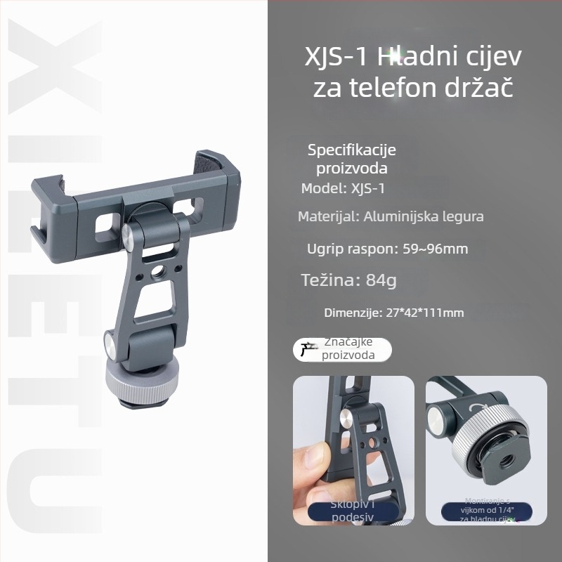 Stalak za mobitel za livestream, rotirajući vodoravni/vertikalni smještaj, aluminijska legura