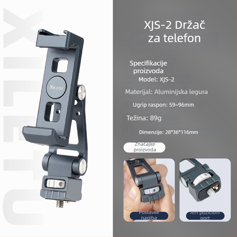 Stalak za mobitel za livestream, rotirajući vodoravni/vertikalni smještaj, aluminijska legura
