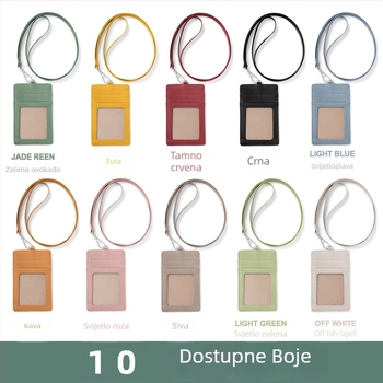 Držač za identifikacijsku karticu s kaišem, od prave kože (prvi sloj teleće kože), 4 pretinaci za kartice, poliester podstava, lako izvlačenje kartice, unisex, Modern Paul
