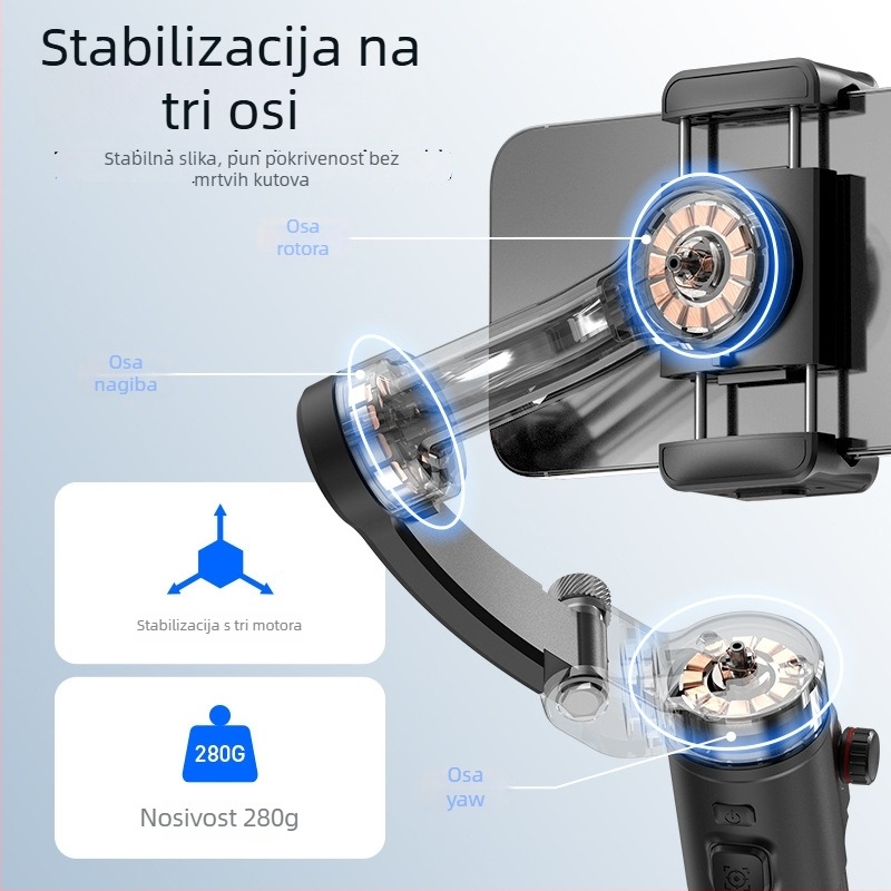 Stabilizator za pametni telefon s tri osi, prepoznavanjem lica, Bluetoothom i daljinskim upravljačem (Model M02)