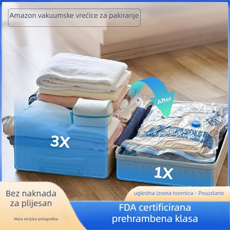 Vakuumska vreća za odjeću i pokrivače — dvostruka debljina 14, PA+PE materijal, 55W visokoučinkovita pumpa, dnevna proizvodnja 500000