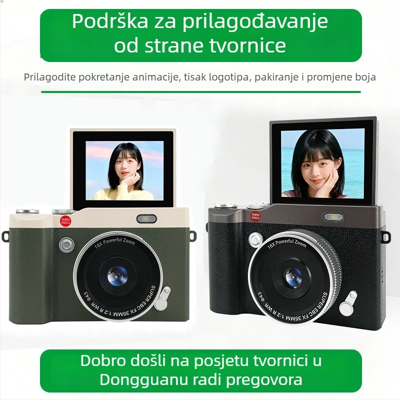 Dječja digitalna kamera Y02, CCD senzor 68MP, 16x optični zum, maksimalna rezolucija 1280×1024, 2,4-inčni okretni zaslon, pohrana na TF karticu