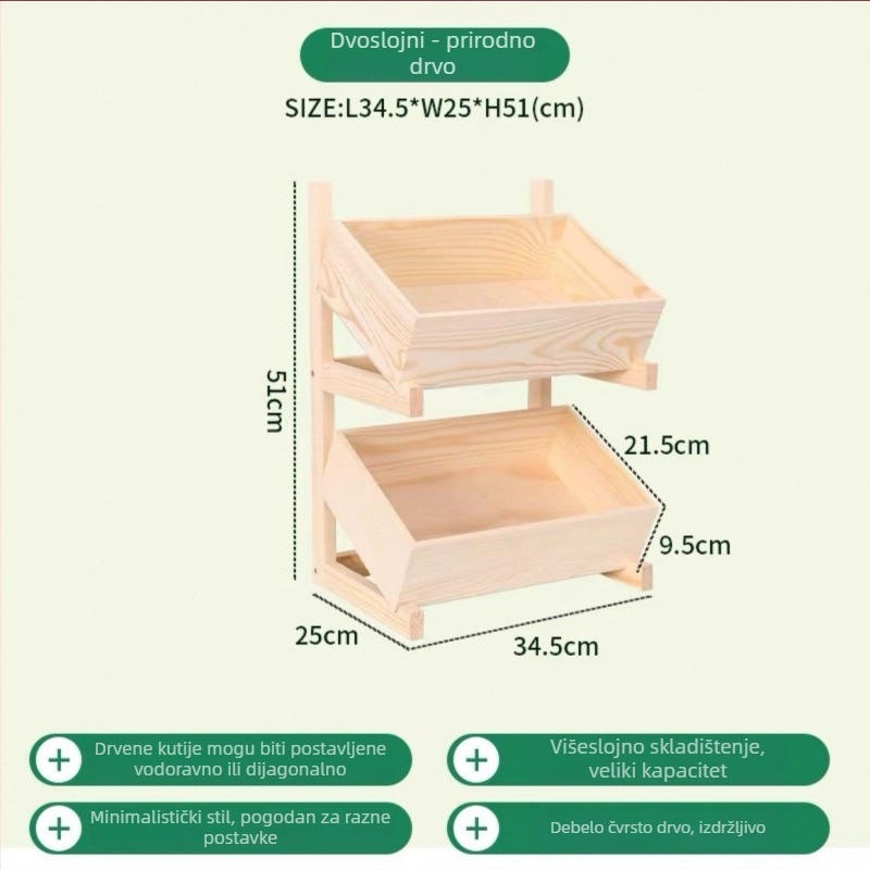 Drvena policu za pod – 6 etaža, jednostavan modern dizajn, bez montaže