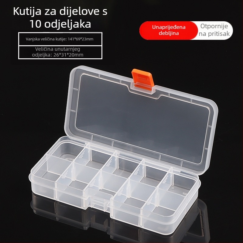 Kutija za dijelove elektronike s više odjeljaka - prozirna PP plast skladišna kutija, zaštita od prašine, poklopac sa klikom