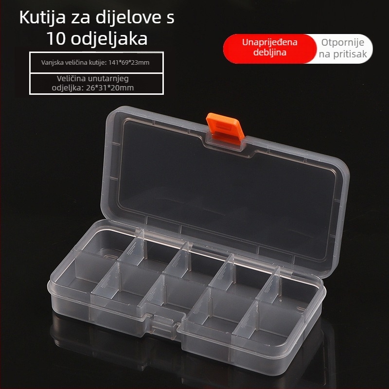 Kutija za dijelove elektronike s više odjeljaka - prozirna PP plast skladišna kutija, zaštita od prašine, poklopac sa klikom