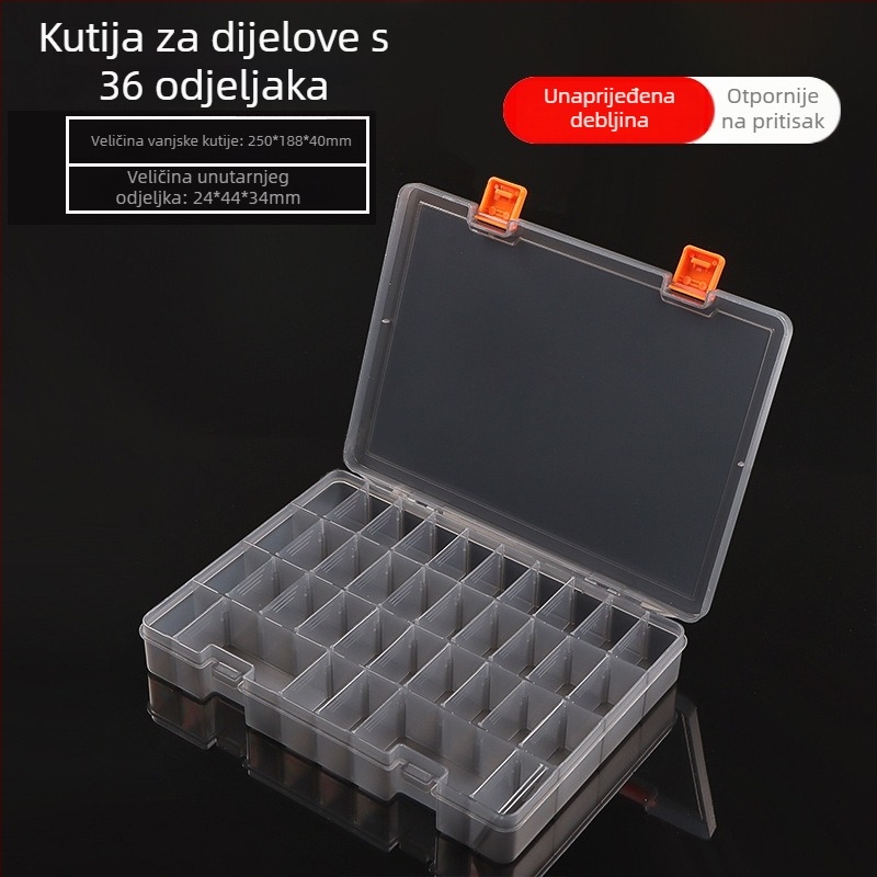 Kutija za dijelove elektronike s više odjeljaka - prozirna PP plast skladišna kutija, zaštita od prašine, poklopac sa klikom