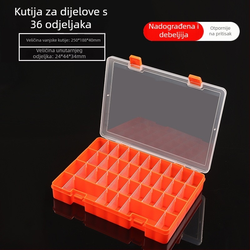 Kutija za dijelove elektronike s više odjeljaka - prozirna PP plast skladišna kutija, zaštita od prašine, poklopac sa klikom