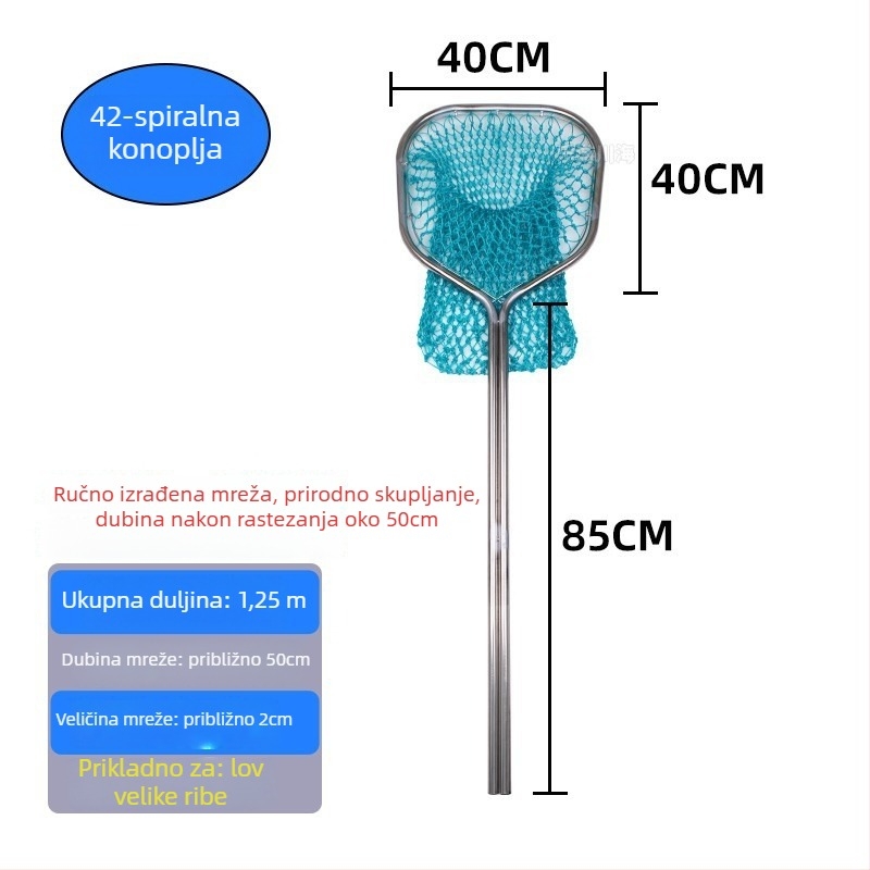Nehrđajući čelična ribarska mreža za hvatanje velikih riba i morskih plodova, dvostruka cijevna konstrukcija, promjer otvora 40-50, dubina mreže 40-60, nosivost do 25 kg