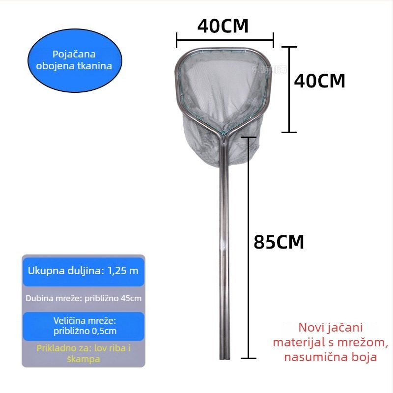 Nehrđajući čelična ribarska mreža za hvatanje velikih riba i morskih plodova, dvostruka cijevna konstrukcija, promjer otvora 40-50, dubina mreže 40-60, nosivost do 25 kg