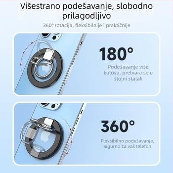 MagSafe magnetski držač za telefon s prstenom, konstrukcija od cinkovog legura, izuzetno jaka magnetska fiksacija, podesiva pod različitim kutovima, minimalistički dizajn