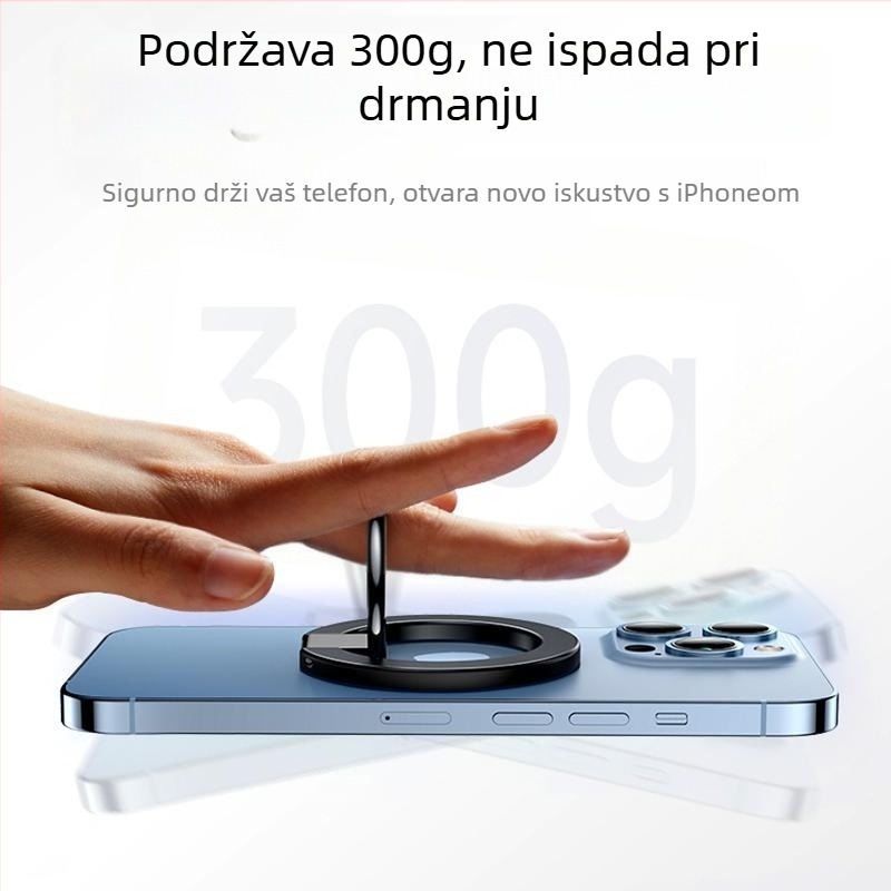 MagSafe magnetski držač za telefon s prstenom, konstrukcija od cinkovog legura, izuzetno jaka magnetska fiksacija, podesiva pod različitim kutovima, minimalistički dizajn
