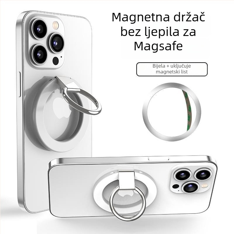 MagSafe magnetski držač za telefon s prstenom, konstrukcija od cinkovog legura, izuzetno jaka magnetska fiksacija, podesiva pod različitim kutovima, minimalistički dizajn