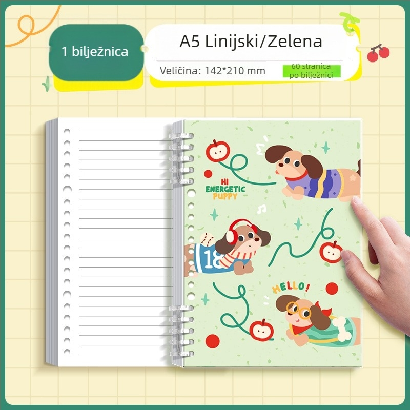 Kappa bear Bilježnica s labavim listovima za studente, PP korica, Dowling papir, 80 g/m², 100–200 stranica