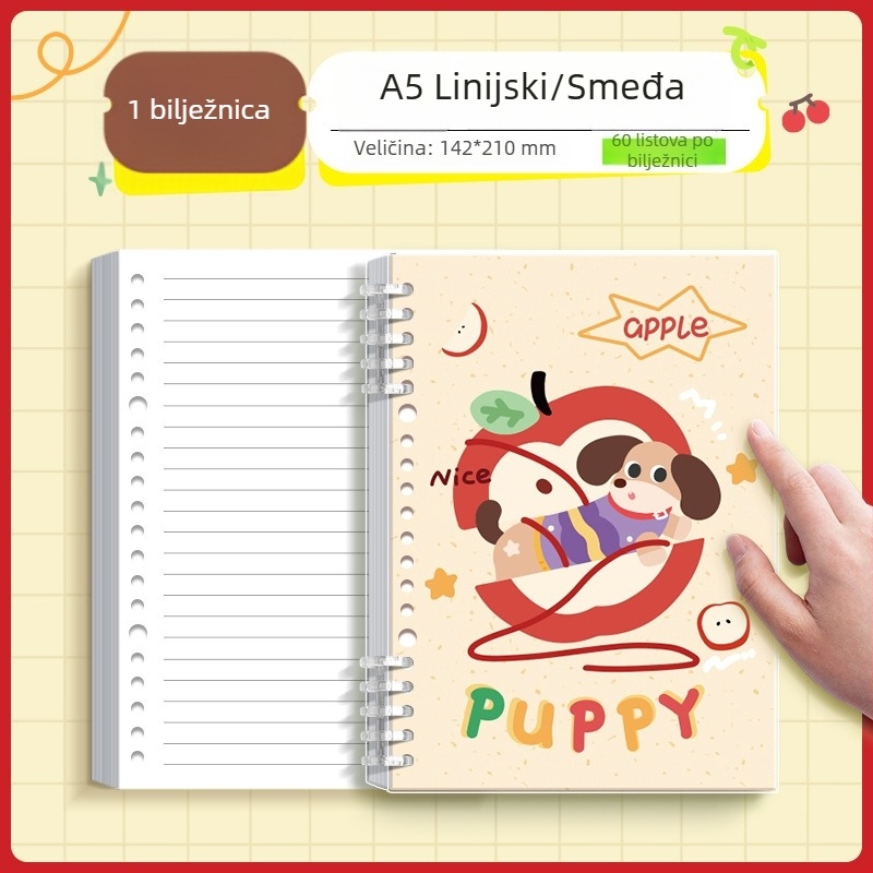 Kappa bear Bilježnica s labavim listovima za studente, PP korica, Dowling papir, 80 g/m², 100–200 stranica