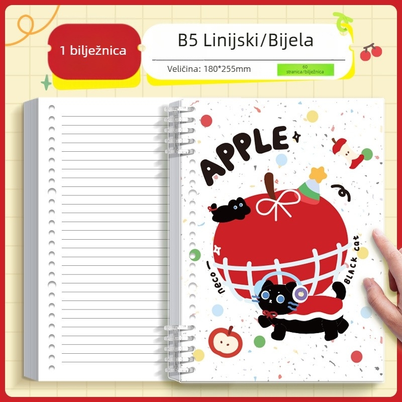 Kappa bear Bilježnica s labavim listovima za studente, PP korica, Dowling papir, 80 g/m², 100–200 stranica