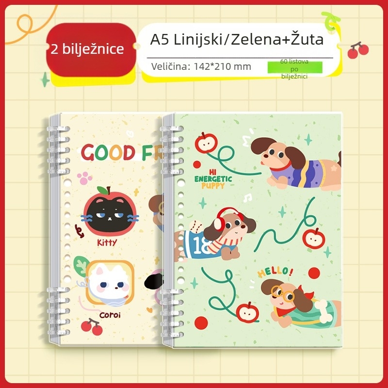 Kappa bear Bilježnica s labavim listovima za studente, PP korica, Dowling papir, 80 g/m², 100–200 stranica