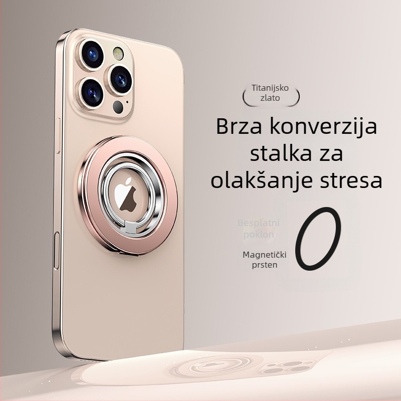 MagSafe magnetski držač za telefon s prstenom, metalna stolna podrška, aluminijska legura, okretni prsten