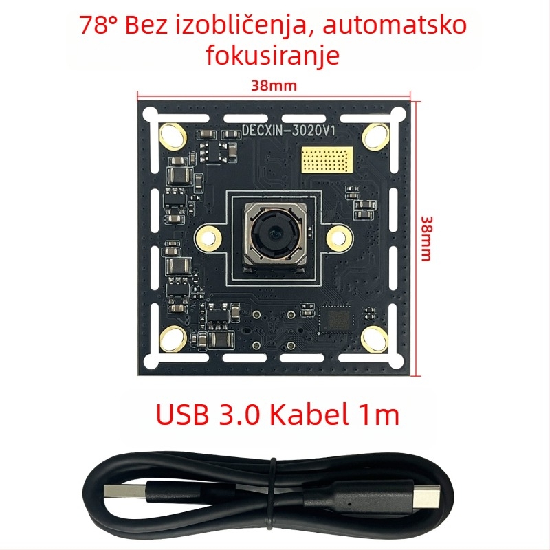 USB 3.0 industrijska kamera 8MP IMX179, fiksni fokus, prepoznavanje lica, bez drajvera, Linux kompatibilna