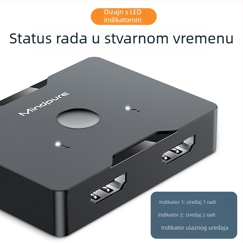 HDMI prekidač 2 ulaza 1 izlaz, podrška 4Kx2K/1080P, kompatibilan s Windows 7/8/10