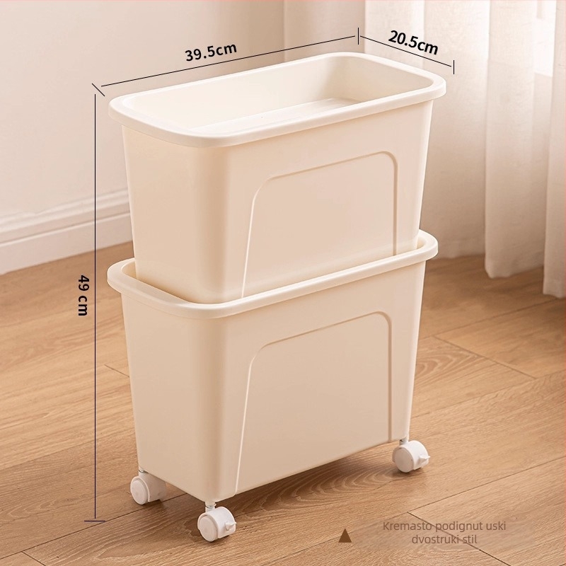 Prenosna kutija za skladištenje ispod stola s kotačićima, klizni poklopac, PP materijal, zapremina 5–10 L.