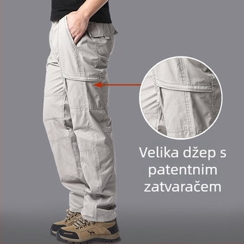 Muške radne hlače – ravne nogavice, visok struk, višestruki džepovi, zatvaranje šnira, materijal mješavina pamuka (95% pamuk, 5% poliester)
