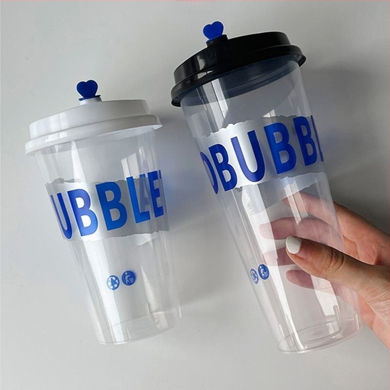 Jednokratna PP čaša s poklopcem za milk tea; injekcijsko oblikovano; s otisnutim logom; pogodno za take-away pakiranje.