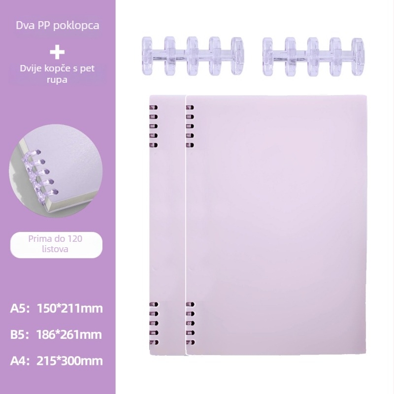 Bilježnica s labavim listovima — PP omot, Dowling papir 80 g, 120 stranica, kreativni stil